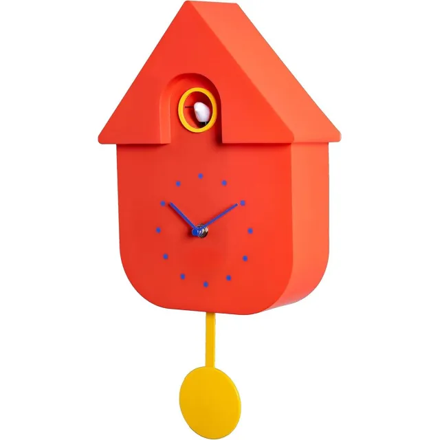 Lexium Store Lexium Koekoeksklok Modern - Minimalistische Koekoeksklok - Koekoek - Cuckoo Clock - Wandklok Rood