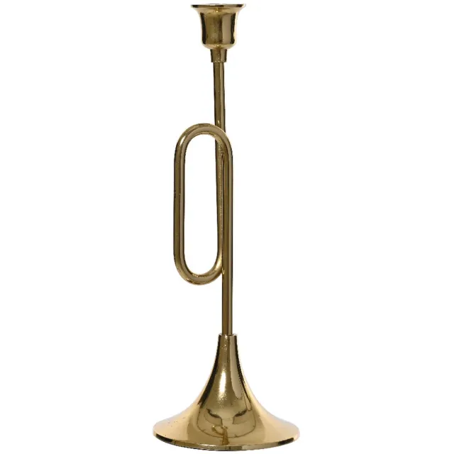 Decoris Kandelaar Kerst Trompet -Goud - H34 cm