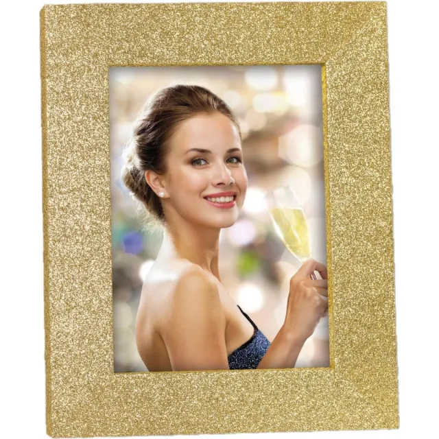 Zep Houten fotolijstje goud met glitters 15 x 20 cm geschikt voor een foto van 10 x 15 cm Goudkleurig
