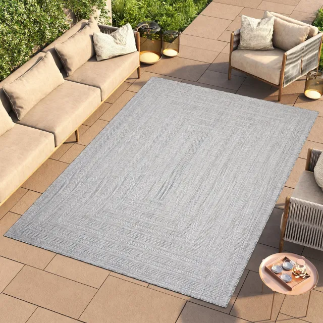Tapiso Melissa Vloerkleed Lichtgrijs Binnen Buiten Tapijt voor Tuin Maat- 60x200 Grijs 9