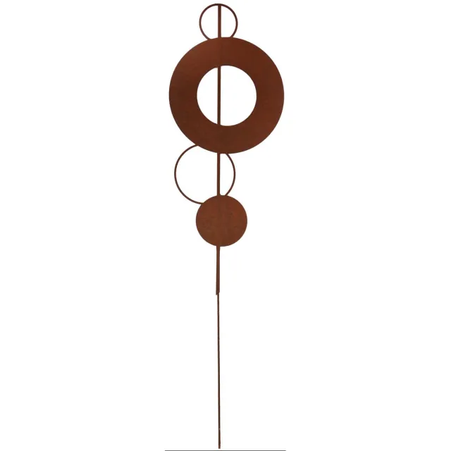 UNUS Tuinsteker staaf met cirkels abstract roestlook 115cm Bruin
