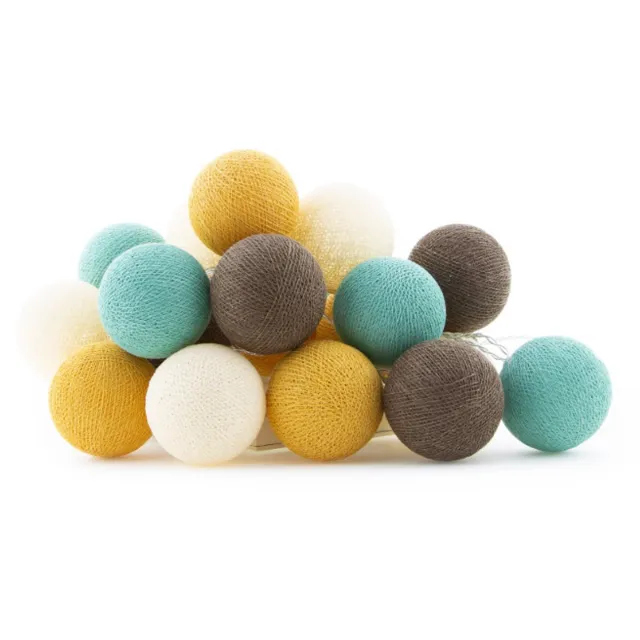 Cotton Ball Lights LED lichtslinger voor binnen - Handgemaakt en Fairtrade - 20 lampjes - Earth