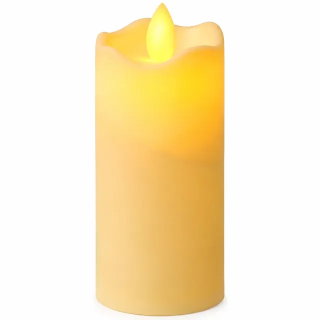 SWGOTA led kaarsen met bewegende vlam, 5 x 11 cm, golvende bovenrand, warm sfeerlicht, 12 stuks per displaydoos Ivoorwit