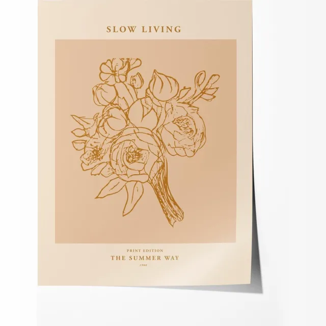 Slow Living Store Slow Living Bloemenposter - Poster 80x120 cm - Sfeervolle Wanddecoratie voor Woonkamer & Slaapkamer - zonder lijst Multicolor