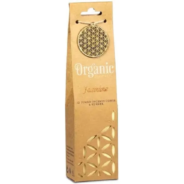 Song of India Organic Goodness Jasmijn Wierookkegels + Houder (12 pakjes van 72 gram) Bruin