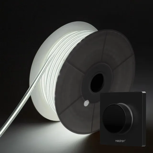 DiamantLED COB LED Strip - Koud Wit 6500K - 20 Meter in één rol(1x 20meter) - 800Lumen per meter - 220V - Waterdicht(IP65) - Complete Set - Met Mi-Light(MiBoxer) Draadloze wanddimmer(Zwart)
