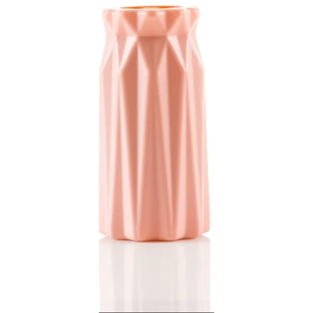 Looliving Onbreekbare bloemenvaas roze - kunststof design vaas oud roze - Lichtgewicht oudroze bloemvaas - pastel kleur decoratie vaasje