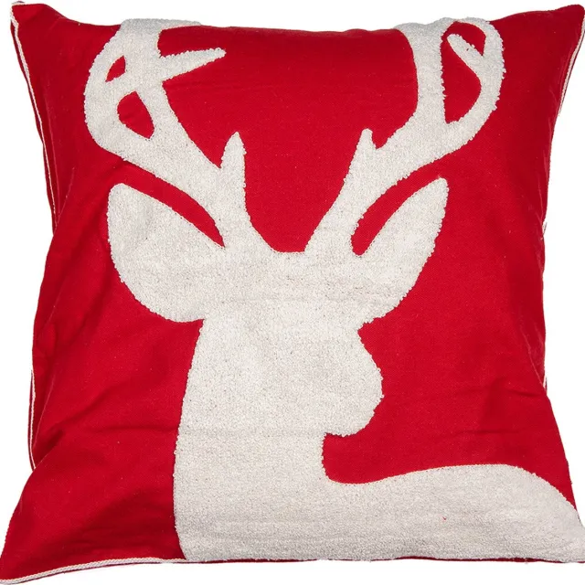 Clayre & Eef Kussenhoes 45x45 cm Rood Wit Polyester Rendier