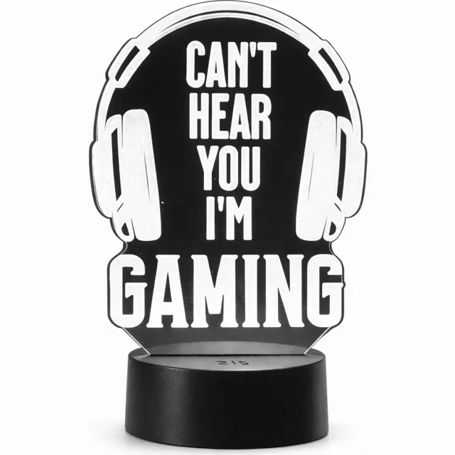 Qware 3D LED Lamp - Can't Hear You I'm Gaming - 16 kleuren & effecten - Acryl lamp - Touch control - Afstandsbediening Zwart