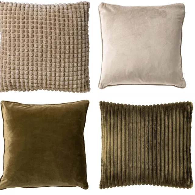 Dutch Decor KUSSENSET - 4-delig Mixed Textures - 45x45 cm - inclusief binnenkussens - groen, beige - Met Ritssluiting – Decoratie Kussens - Comfortabele kussentjes voor op de Bank