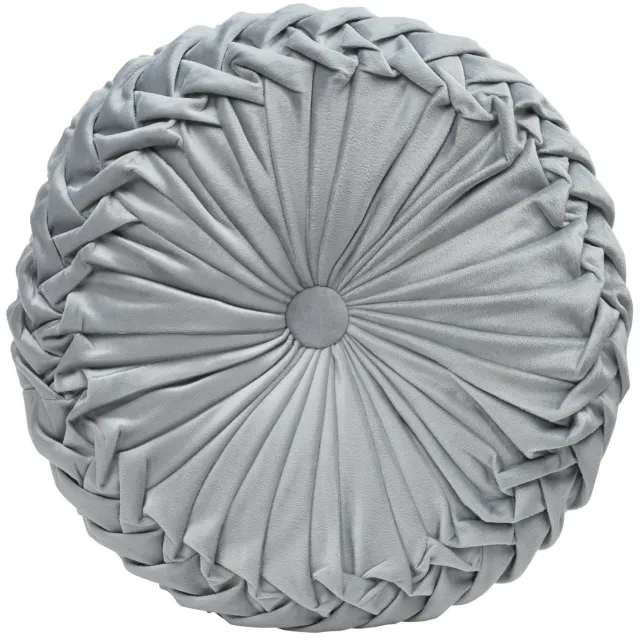 QUVIO Sierkussen rond - Sierkussen - Kussen - Hoofdkussen - Kussen woonkamer - Yoga kussen - Meditatiekussen - Kussentje - Fluweel - 40 x 40 x 13 cm (lxbxh) - Grijs