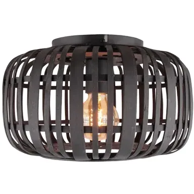 Brilliant Plafondlamp Woodrow Zwart Hout ⌀32cm