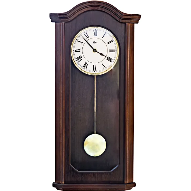 Selva ZEIT.punkt Säntis radiogestuurde wandklok, slingerklokregelaar, MADE IN GERMANY, massief houten kast, BIM BAM gong & Westminster - 345412 Leer