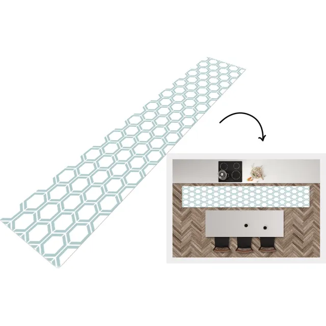 KitchenYeah Keukenloper - Keukenmat - Patroon - Lijn - Design - Hexagon - 360x60 cm - Keuken vloerkleed Multicolor