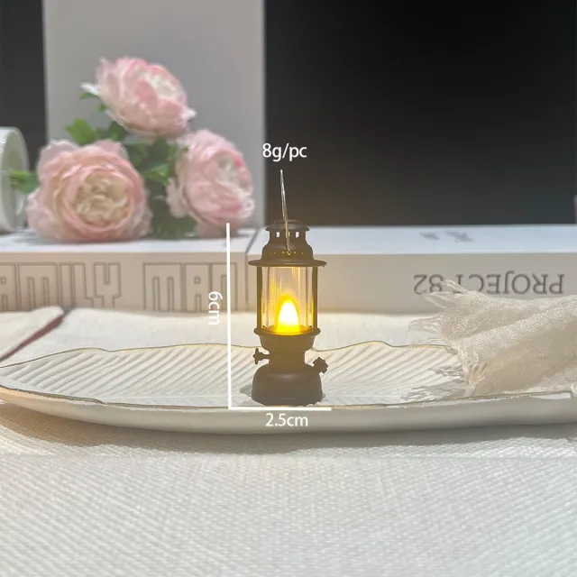 Pony Miniatuur elektronische kaarslamp - LED Pony Lantaarn - Vintage draagbare lantaarn - Mini Paleis Lantaarn - Kerstsfeerverlichting Ornamenten - 10 stuks - Zwart