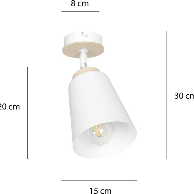 Emibig Salo witte plafondlamp wit en hout 1x E27 - Perfecte verlichting voor elke ruimte