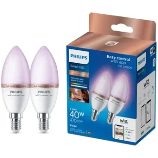 Philips Slimme Ledlamp C37 Gekleurd E14 4,9w 2 Stuks Wit