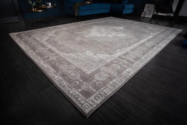 Invicta Interior Oosters katoenen vloerkleed PURE UNIQUE XXL antiek lichtgrijs geometrisch patroon - 39980 Zie omschrijving