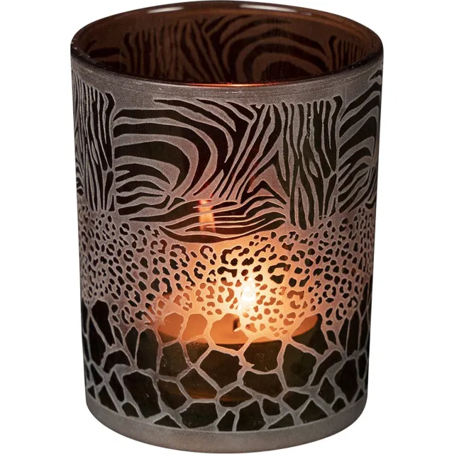 Mars & More Theelichthouder safari mix bruin medium 12cm*