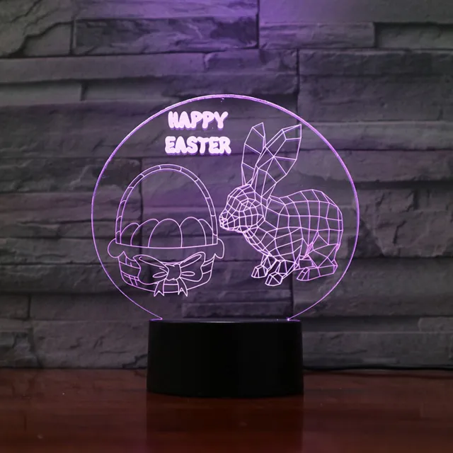 MC Living 3D Led Lamp Met Gravering - RGB 7 Kleuren - Happy Easter