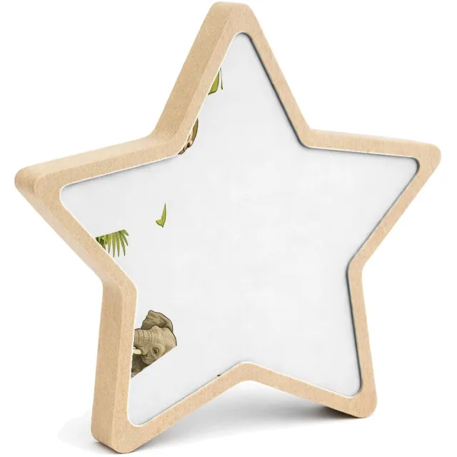 Mr Cadeautjes MDF fotolijst ster 14 x 13,5 - design Savanne-rand met grote rust in het midden | cadeau Wit