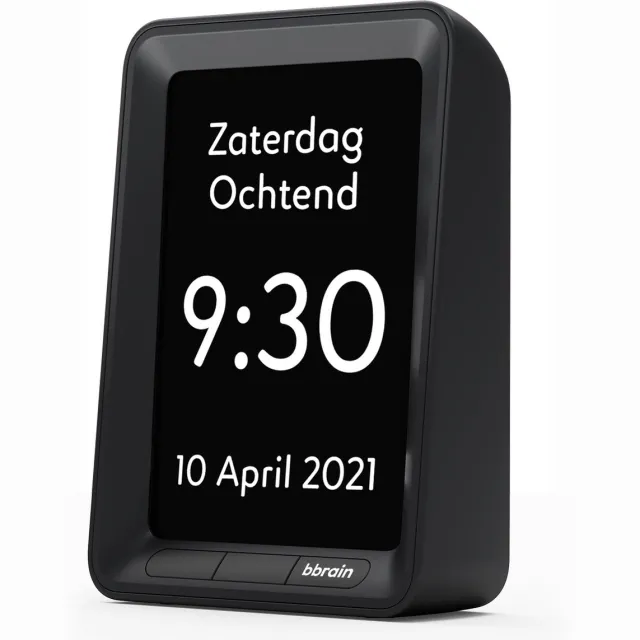BBrain Sprekende Kalenderklok | Gesproken herinneringen | Natuurlijke stem | Zelf herinneringen inspreken | Medicatie alarm | Zwart
