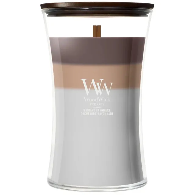 Woodwick Hourglass - Trilogy Radiant Cashmere - Large Geurkaars - 130 branduren Meerkleurig