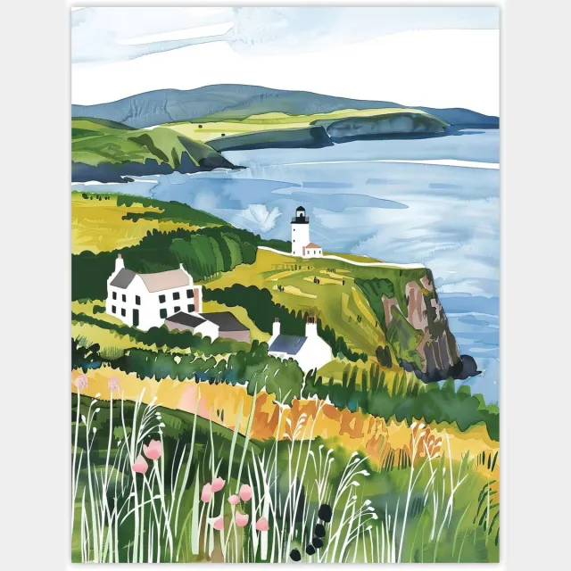Unyqoos Grote Schotse Vuurtoren Kunstposter voor Woonkamer op Luxe Papier meerdere