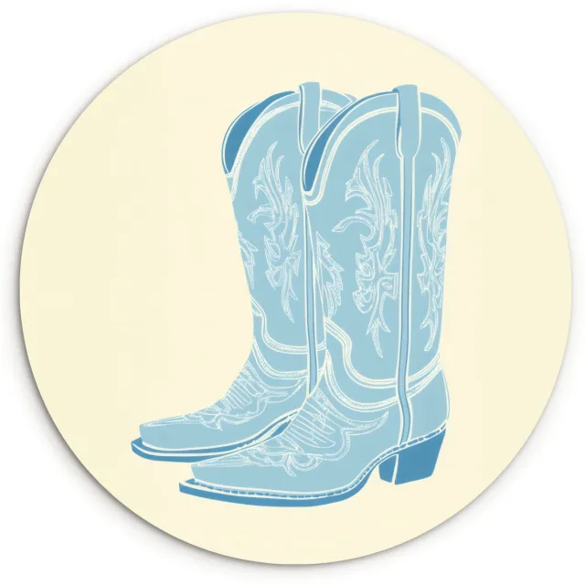 WallCircle Wandcirkel 140x140 cm - Muurcirkel Illustratie - Cowboylaarzen - Patroon - Muurdecoratie woonkamer - Wanddecoratie slaapkamer - Kamer decoratie accessoires - Ronde schilderijen
