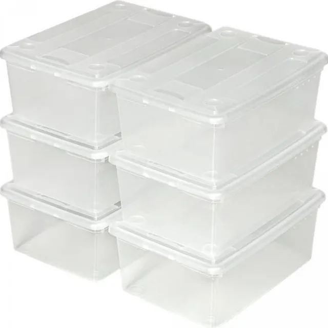 Tectake Schoenendoos met Deksel - Stapelbare Transparante Opbergdoos | Afmetingen: 33x23x12 cm | Opbergruimte voor Accessoires - Verkrijgbaar in Verschillende Sets ( Set van 6 | Nr. 401685)