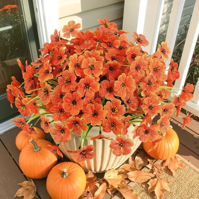 Cosensi Herfstbloemen bundels voor thuis en tuin - UV-bestendig - Weerbestendig - Oranje bloemendecoratie Any