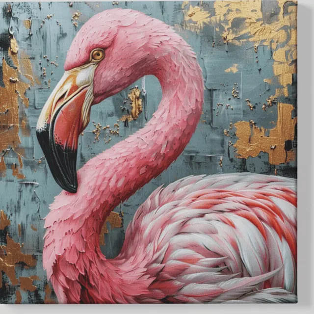 Trendex Global Vierkant Canvas Schilderij - Flamingo - 60x60x2 cm Roze