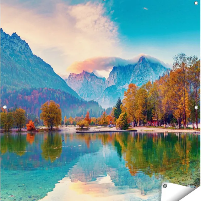 Gards Tuinposter Meer - 100x100 cm - Tuindoek - Tuindecoratie - Wanddecoratie buiten - Tuinschilderij multikleur