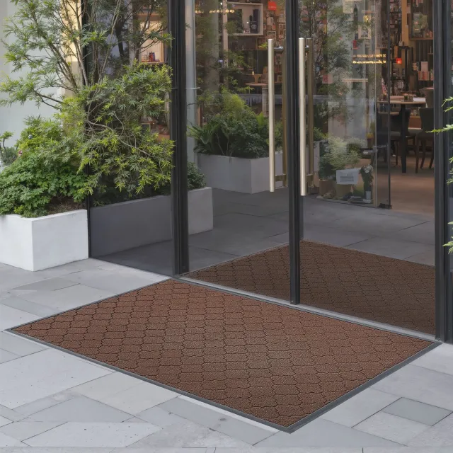 Vevor Voordeurmat, 1194 X 889 mm, Commerciële Vloermat voor Binnen- En Buitengebruik, Modern Stijlvol Tapijt met Tpe-Rug, Duurzaam Wasbaar Entreemat voor Gang, Balkon, Garage, Bruin