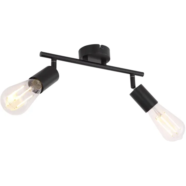 Globo Plafondlamp 2-vlam Spotlight zwenkbaar Spotlight zwart, metaal, 2x E27 stopcontacten: LxBxH 30x8x15,5 cm