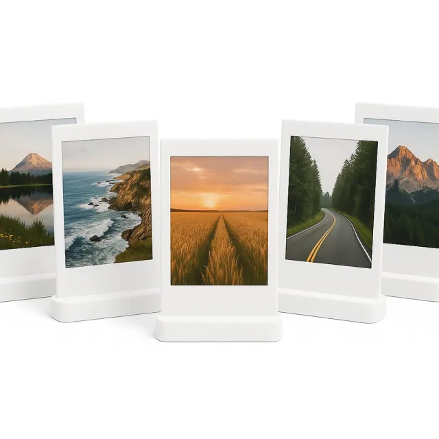 Huubsolutions Polaroid Fotohouder Wit – Set van 5 Universele Instax Mini / Square / Wide & Polaroid Foto’s – Fotostandaard – Wit