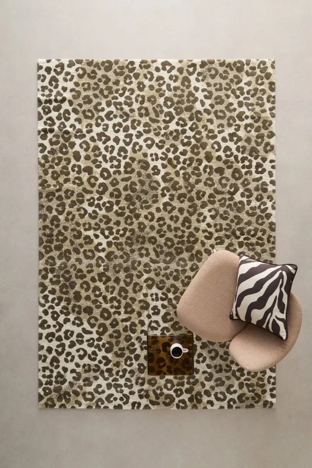 NOUS Living vloerkleed panterprint crème/donkerbruin crème/zand/donkerbruin