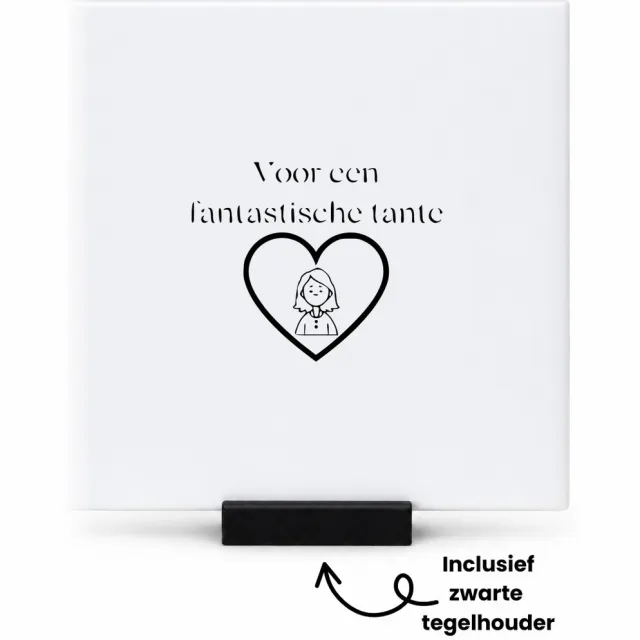 Hacebo Voor een fantastische tante tegeltje met tegelhouder - Tante - beste tante ever - tegeltjes met tekst - Tante cadeau - Cadeau tante - Familie cadeau - Bedankje - Bedank cadeau - spreuktegels - 10.8x10.8 CM Wit