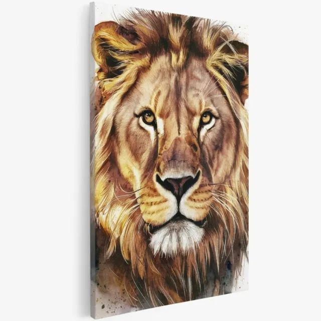 Saammp Canvas Schilderij - Abstracte Leeuw - Portret - Dieren - 60x90 - Foto op canvas - Wanddecoratie - Muurdecoratie Woonkamer - Slaapkamer decoratie - Canvas Print Multicolor