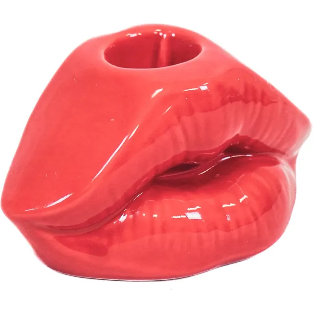 Housevitamin Lips Don't Lie Kandelaar - Dopamine Decor - Design - Eyecatcher - Rood - 10,5x6,5x5,5cm.