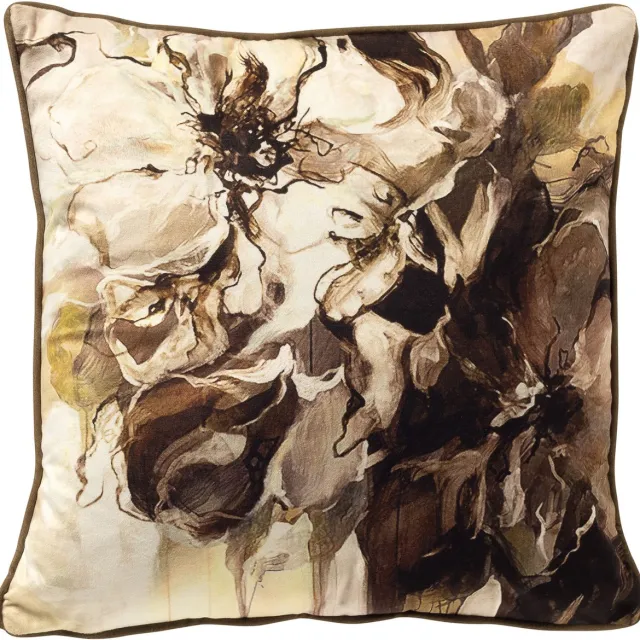 Dutch Decor ELON - kussenhoes 45x45 cm - abstract bloemenmotief - Fir Green - groen - met rits - zonder binnenkussen Donkergroen