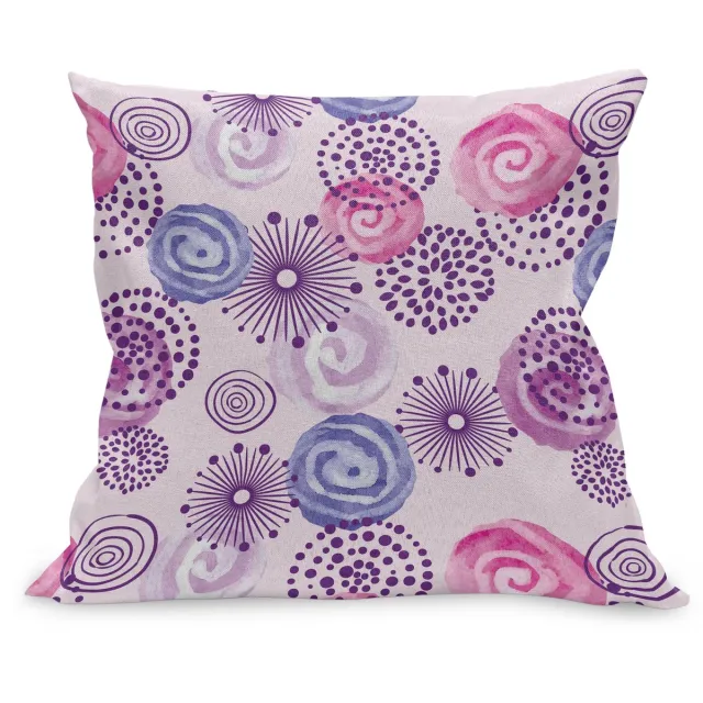 ABAKUHAUS Lila Kussenhoes, Aquarel-Bloemen-Kunst, Kussenhoes met Ritssluiting en Dubbelzijdige Print, 40 x 40 cm, Blauw Roze