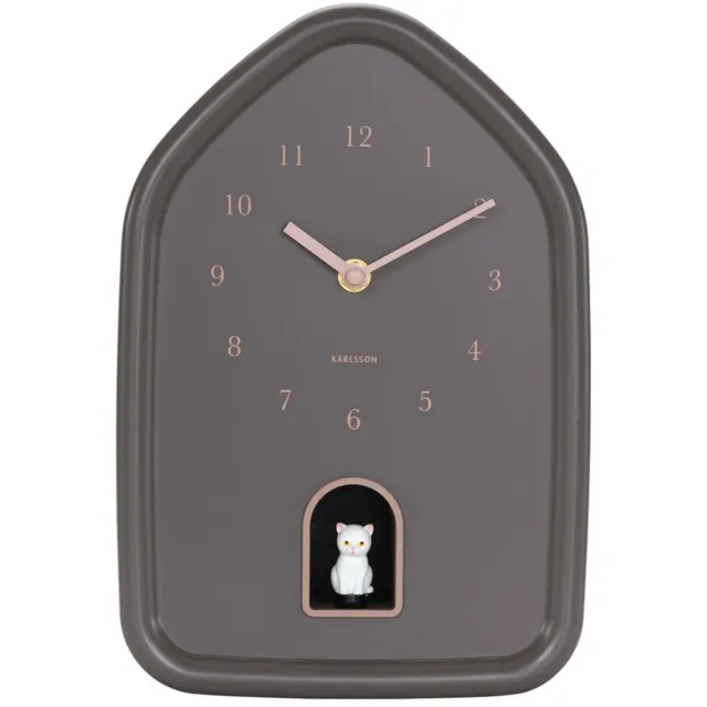 Karlsson Wandklok Modern Kitty - Bruin - 29.1x20x29.1cm - Wandklok Modern