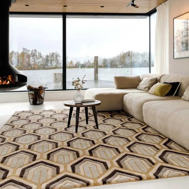 Nordic Weavers Modern vloerkleed - Skulptur okergeel 240x340