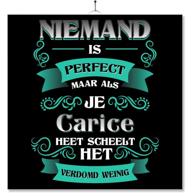 MC Living Tegel Met Opdruk | Kado | Cadeau | Niemand Is Perfect Maar Als Je Carice Heet Scheelt Het Verdomd Weinig Multi-Color