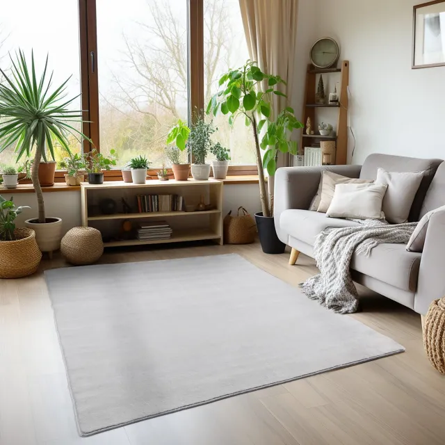 Muratap Sky Soft Uni Basic - Vloerkleed - Laagpolig - Effen Kleur - Zilver - Woonkamer Tapijt- 60x100 CM Grijs