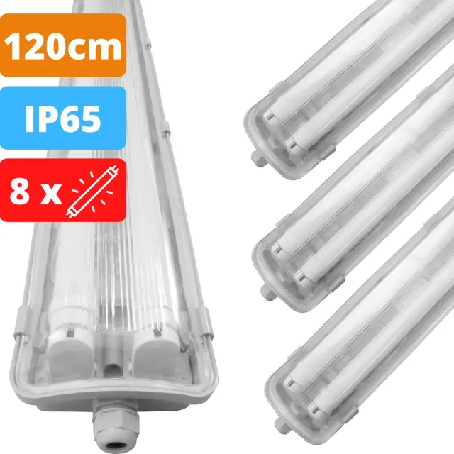 LED's light by Shada Proventa LED TL lampen met armatuur 120cm - IP65 - 4000K - 3600 lumen - 4 stuks Grijs