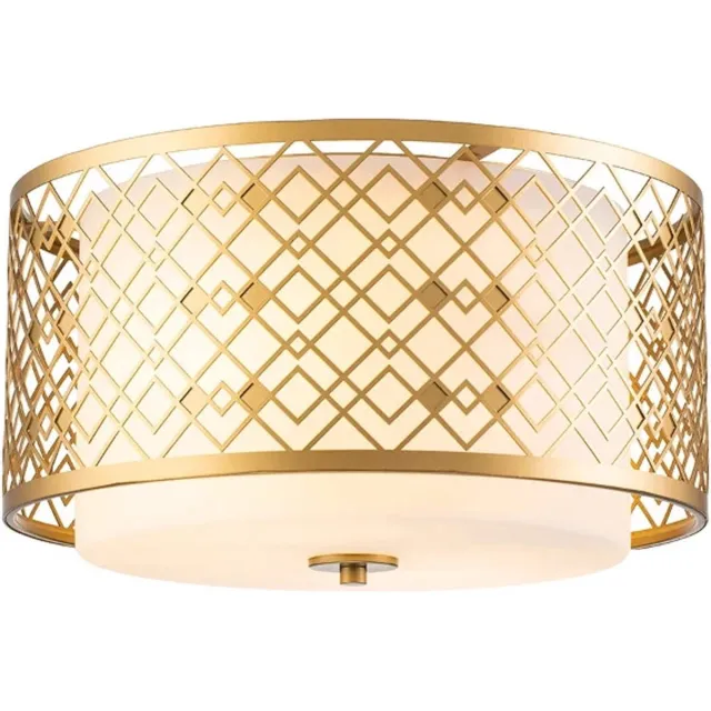 Elstead Lighting LED Plafondlamp Ziggy | 2X E27 Max 60W | Dimbaar | Lacquered Gold Geen
