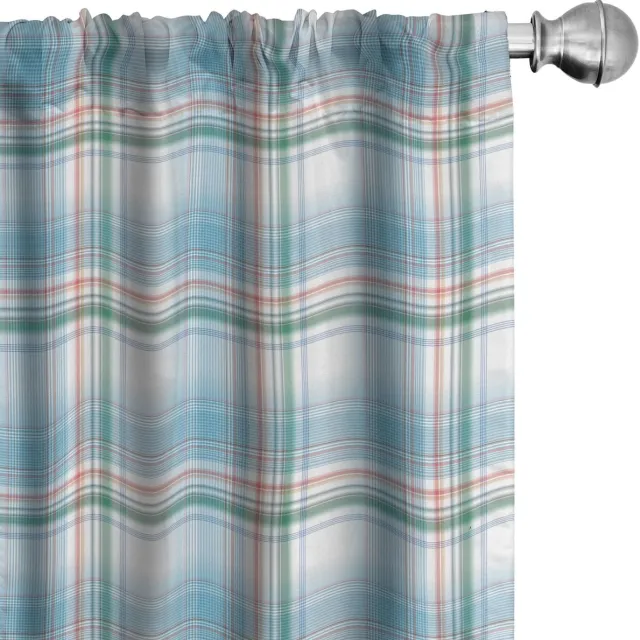 ABAKUHAUS Gordijnen – 2-delige set 75x175 cm – microvezel Aqua-turkoois-roze Aqua-türkis-rosa