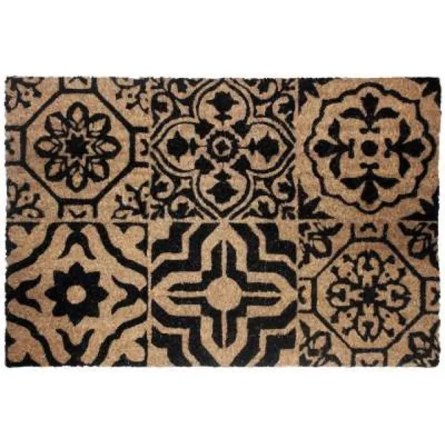 Tapis Déco Deurmat kokosvezel met mozaïek patroon bruin